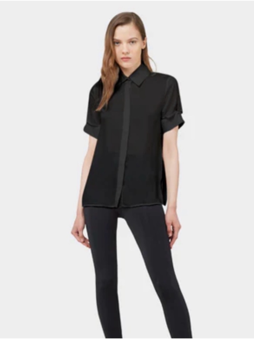 Rudsak Black Short-Sleeve Button Front Blouse